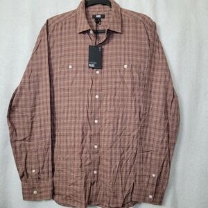 NWT Paige Mens Med Barrel Wood/Gravity Multi Check Everett Shirt Button Up‎ NWT!